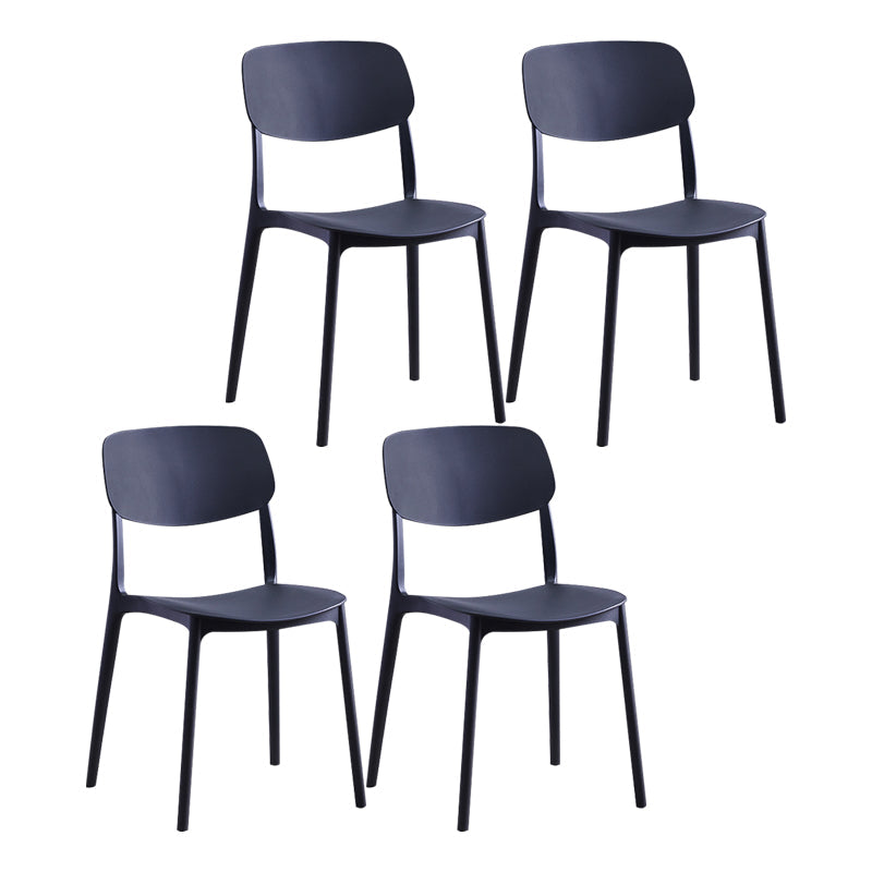 Nordic Glam Style Chairs Kitchen Armless Chair with Plastic Legs Black Set of 4 Clearhalo 'Dining Chairs' 'Dining Tables & Seating' 'dining_chair' 'Furniture' 'furniture_dining_chair' 'Kitchen & Dining Furniture' 4792772