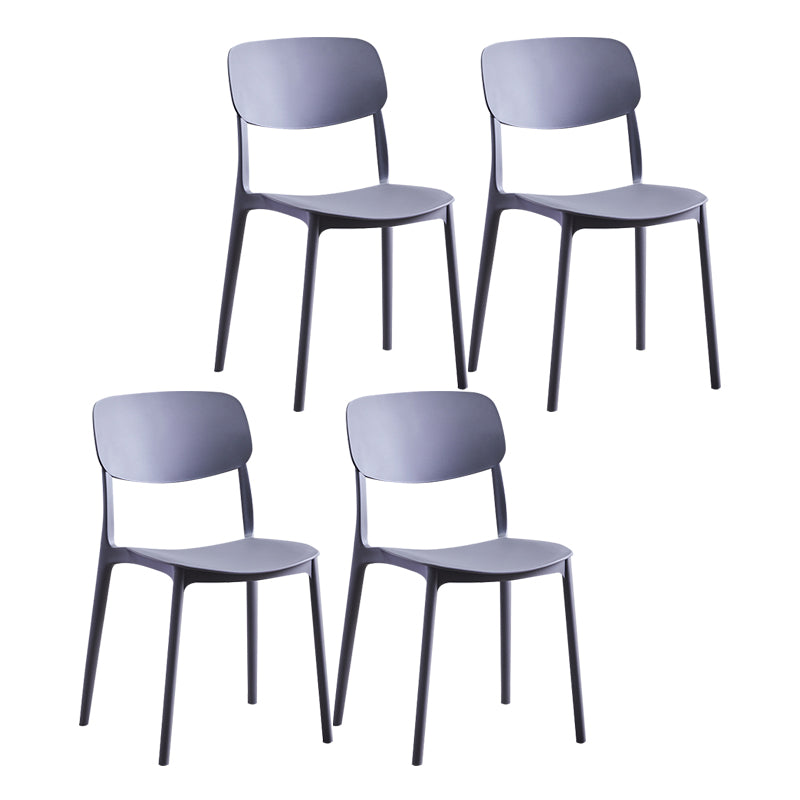 Nordic Glam Style Chairs Kitchen Armless Chair with Plastic Legs Dark Gray Set of 4 Clearhalo 'Dining Chairs' 'Dining Tables & Seating' 'dining_chair' 'Furniture' 'furniture_dining_chair' 'Kitchen & Dining Furniture' 4792778