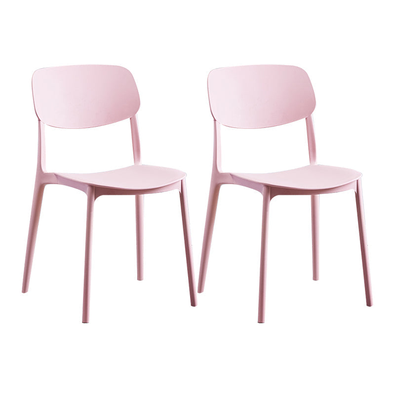 Nordic Glam Style Chairs Kitchen Armless Chair with Plastic Legs Pink Set of 2 Clearhalo 'Dining Chairs' 'Dining Tables & Seating' 'dining_chair' 'Furniture' 'furniture_dining_chair' 'Kitchen & Dining Furniture' 4792787