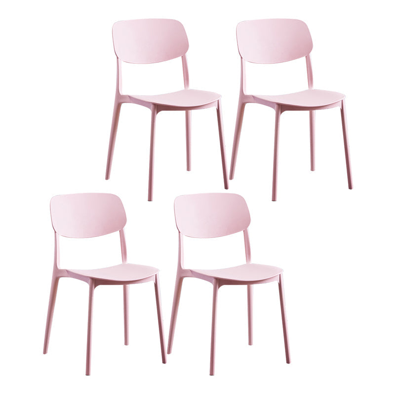 Nordic Glam Style Chairs Kitchen Armless Chair with Plastic Legs Pink Set of 4 Clearhalo 'Dining Chairs' 'Dining Tables & Seating' 'dining_chair' 'Furniture' 'furniture_dining_chair' 'Kitchen & Dining Furniture' 4792788
