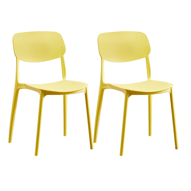 Nordic Glam Style Chairs Kitchen Armless Chair with Plastic Legs Yellow Set of 2 Clearhalo 'Dining Chairs' 'Dining Tables & Seating' 'dining_chair' 'Furniture' 'furniture_dining_chair' 'Kitchen & Dining Furniture' 4792790
