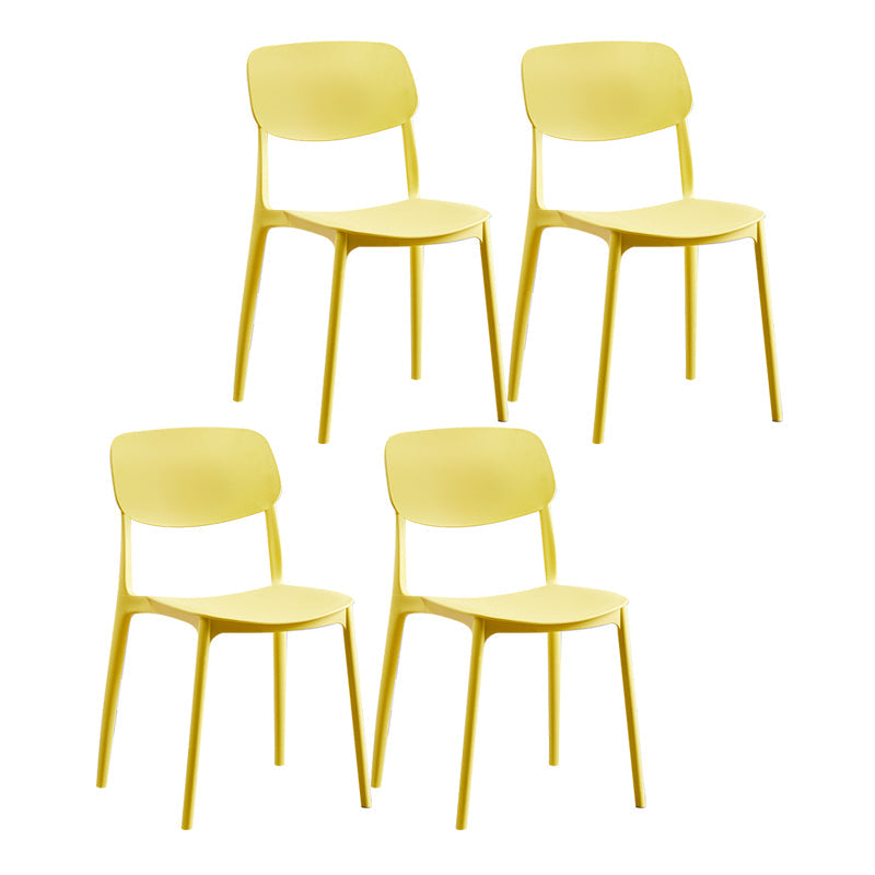 Nordic Glam Style Chairs Kitchen Armless Chair with Plastic Legs Yellow Set of 4 Clearhalo 'Dining Chairs' 'Dining Tables & Seating' 'dining_chair' 'Furniture' 'furniture_dining_chair' 'Kitchen & Dining Furniture' 4792791