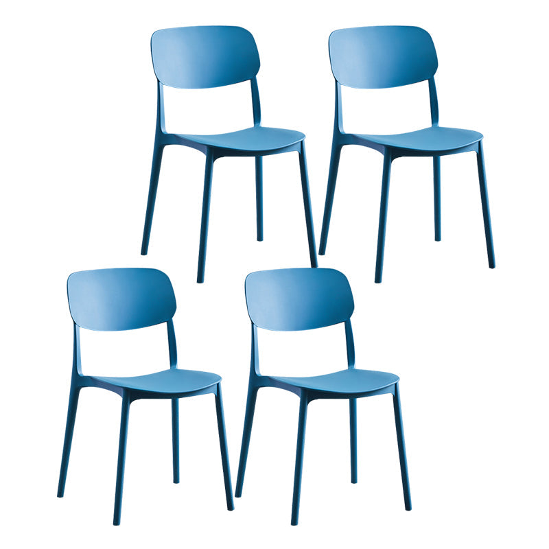 Nordic Glam Style Chairs Kitchen Armless Chair with Plastic Legs Royal Blue Set of 4 Clearhalo 'Dining Chairs' 'Dining Tables & Seating' 'dining_chair' 'Furniture' 'furniture_dining_chair' 'Kitchen & Dining Furniture' 4792800