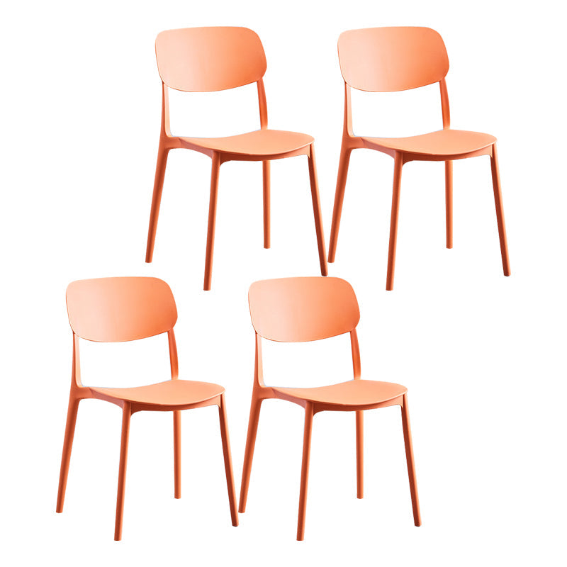 Nordic Glam Style Chairs Kitchen Armless Chair with Plastic Legs Orange Set of 4 Clearhalo 'Dining Chairs' 'Dining Tables & Seating' 'dining_chair' 'Furniture' 'furniture_dining_chair' 'Kitchen & Dining Furniture' 4792803