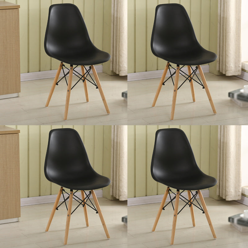 Wood Scandinavian Kitchen Dining Room Chair Solid Back Dining Side Chair Black Set of 4 Clearhalo 'Dining Chairs' 'Dining Tables & Seating' 'dining_chair' 'Furniture' 'furniture_dining_chair' 'Kitchen & Dining Furniture' 4792806