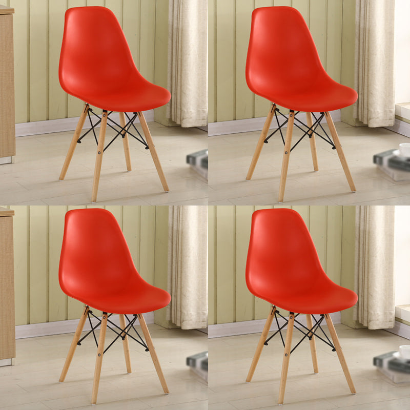 Wood Scandinavian Kitchen Dining Room Chair Solid Back Dining Side Chair Red Set of 4 Clearhalo 'Dining Chairs' 'Dining Tables & Seating' 'dining_chair' 'Furniture' 'furniture_dining_chair' 'Kitchen & Dining Furniture' 4792811