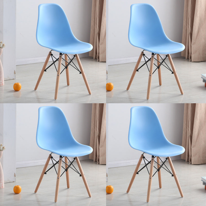Wood Scandinavian Kitchen Dining Room Chair Solid Back Dining Side Chair Sky Blue Set of 4 Clearhalo 'Dining Chairs' 'Dining Tables & Seating' 'dining_chair' 'Furniture' 'furniture_dining_chair' 'Kitchen & Dining Furniture' 4792817
