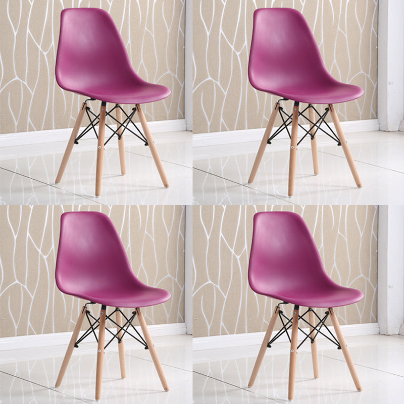 Wood Scandinavian Kitchen Dining Room Chair Solid Back Dining Side Chair Purple Set of 4 Clearhalo 'Dining Chairs' 'Dining Tables & Seating' 'dining_chair' 'Furniture' 'furniture_dining_chair' 'Kitchen & Dining Furniture' 4792821