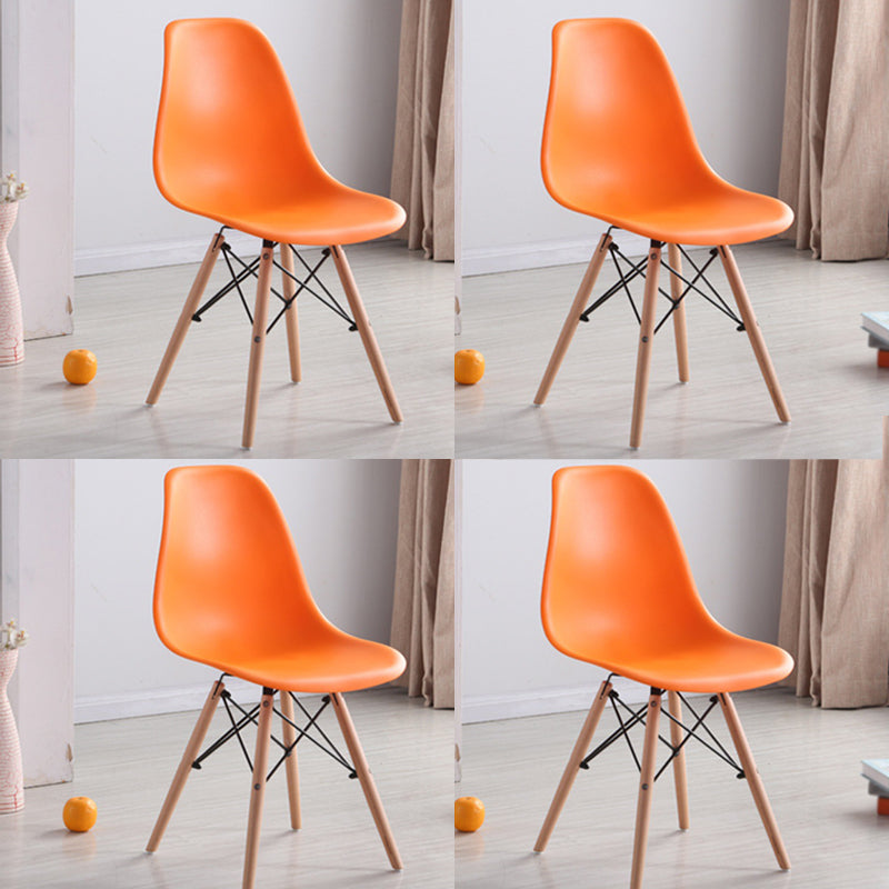 Wood Scandinavian Kitchen Dining Room Chair Solid Back Dining Side Chair Orange Set of 4 Clearhalo 'Dining Chairs' 'Dining Tables & Seating' 'dining_chair' 'Furniture' 'furniture_dining_chair' 'Kitchen & Dining Furniture' 4792823