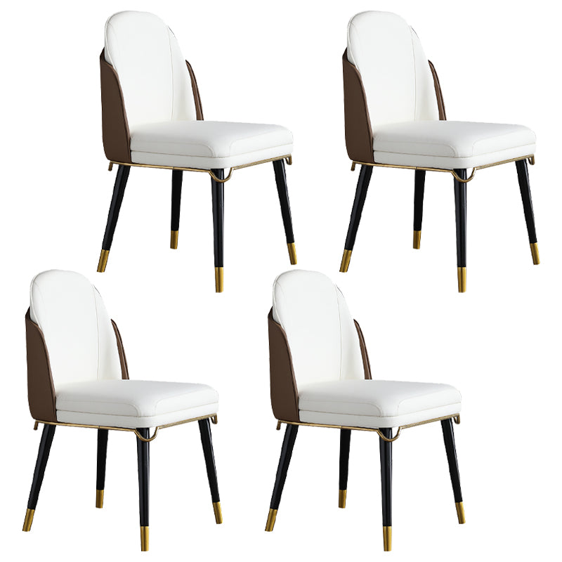 Glam Scalable Dinette Set 1/4/5/7 Pieces Round Dining Table Set with Sintered Stone Top 4 White Chairs Clearhalo 'Dining Room Sets' 'Dining Tables & Seating' 'dining_room_set' 'furn' 'furn_dining_room_set' 'Furniture' 'furniture_dining_room_set' 'Kitchen & Dining Furniture' 4792833