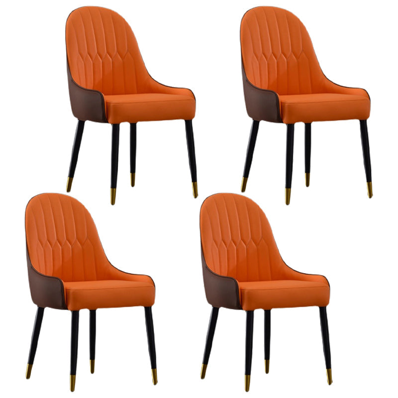Glam Scalable Dinette Set 1/4/5/7 Pieces Round Dining Table Set with Sintered Stone Top 4 Orange Chairs Clearhalo 'Dining Room Sets' 'Dining Tables & Seating' 'dining_room_set' 'furn' 'furn_dining_room_set' 'Furniture' 'furniture_dining_room_set' 'Kitchen & Dining Furniture' 4792838