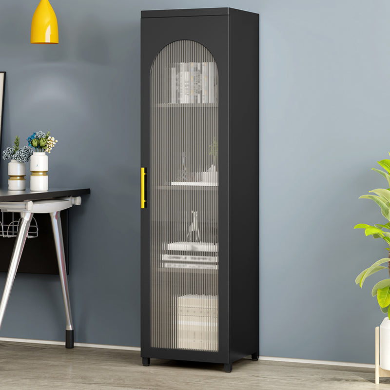 Metal Industrial Standard Bookcase Vertical Bookcase with Glass Door 28"L x 14"W x 59"H Black Clearhalo 'Bookcases' 'furn' 'furn_bookcases' 'Furniture' 'furniture_bookcases' 'kitchen' 'kitchen_bookcases' 'Living Room Furniture' 'Office Furniture' 4792866