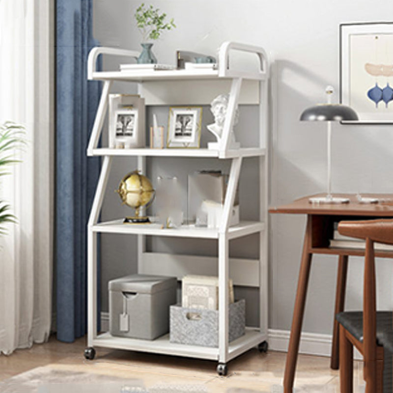 Modern Style Open Bookshelf Wooden Shelf Bookcase with Caster Wheels 21.7"L x 15.7"W x 51.6"H White Clearhalo 'Bookcases' 'furn' 'furn_bookcases' 'Furniture' 'furniture_bookcases' 'kitchen' 'kitchen_bookcases' 'Living Room Furniture' 'Office Furniture' 4792874