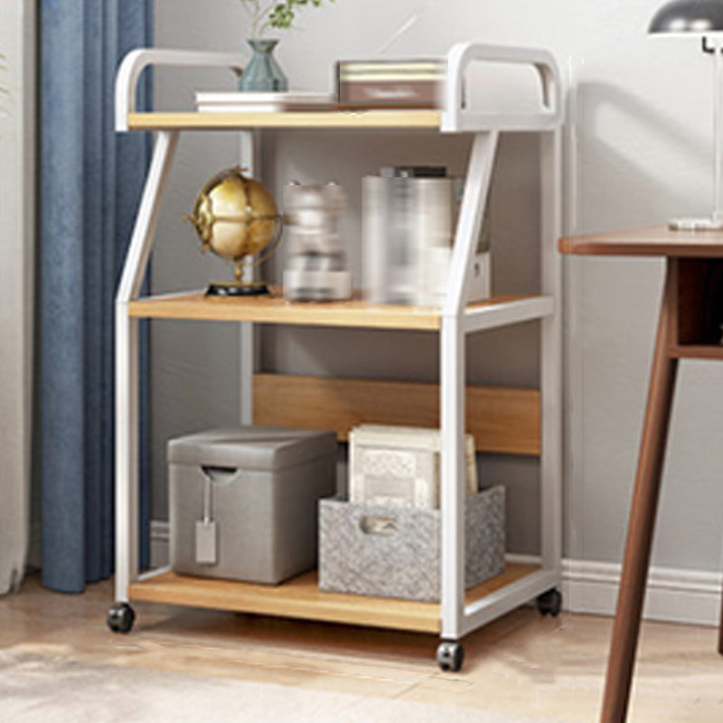 Modern Style Open Bookshelf Wooden Shelf Bookcase with Caster Wheels 21.7"L x 15.7"W x 39"H Natural Clearhalo 'Bookcases' 'furn' 'furn_bookcases' 'Furniture' 'furniture_bookcases' 'kitchen' 'kitchen_bookcases' 'Living Room Furniture' 'Office Furniture' 4792877