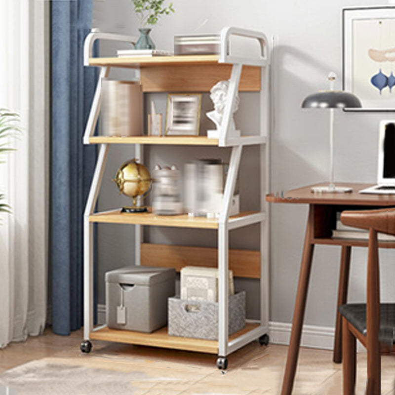 Modern Style Open Bookshelf Wooden Shelf Bookcase with Caster Wheels 21.7"L x 15.7"W x 51.6"H Natural Clearhalo 'Bookcases' 'furn' 'furn_bookcases' 'Furniture' 'furniture_bookcases' 'kitchen' 'kitchen_bookcases' 'Living Room Furniture' 'Office Furniture' 4792879