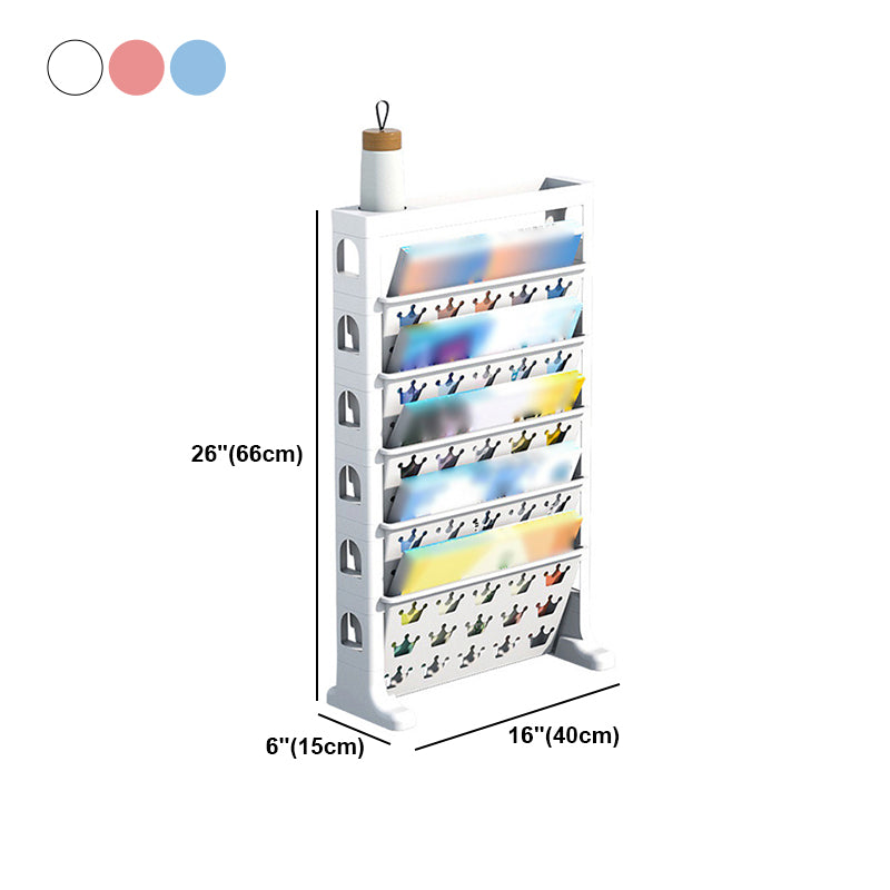 6-Shelf Plastic Ladder Bookcase Contemporary Closed Back Book Shelf Clearhalo 'Bookcases' 'furn' 'furn_bookcases' 'Furniture' 'furniture_bookcases' 'kitchen' 'kitchen_bookcases' 'Living Room Furniture' 'Office Furniture' 4792911