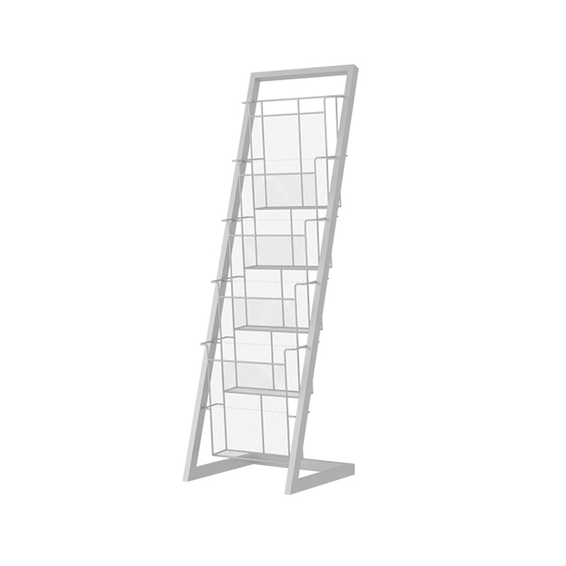 Industrial Ladder Bookcase Metal Vertical Shelf Bookcase for Home Office 13"L x 13"W x 43.3"H White Clearhalo 'Bookcases' 'furn' 'furn_bookcases' 'Furniture' 'furniture_bookcases' 'kitchen' 'kitchen_bookcases' 'Living Room Furniture' 'Office Furniture' 4792916