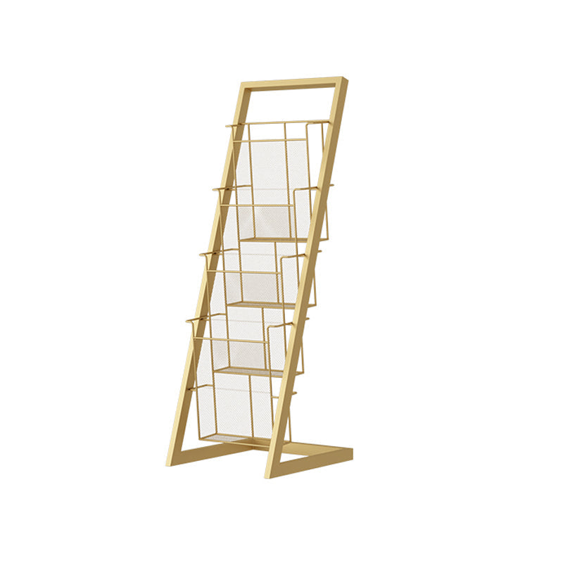 Industrial Ladder Bookcase Metal Vertical Shelf Bookcase for Home Office 13"L x 13"W x 36.6"H Gold Clearhalo 'Bookcases' 'furn' 'furn_bookcases' 'Furniture' 'furniture_bookcases' 'kitchen' 'kitchen_bookcases' 'Living Room Furniture' 'Office Furniture' 4792920
