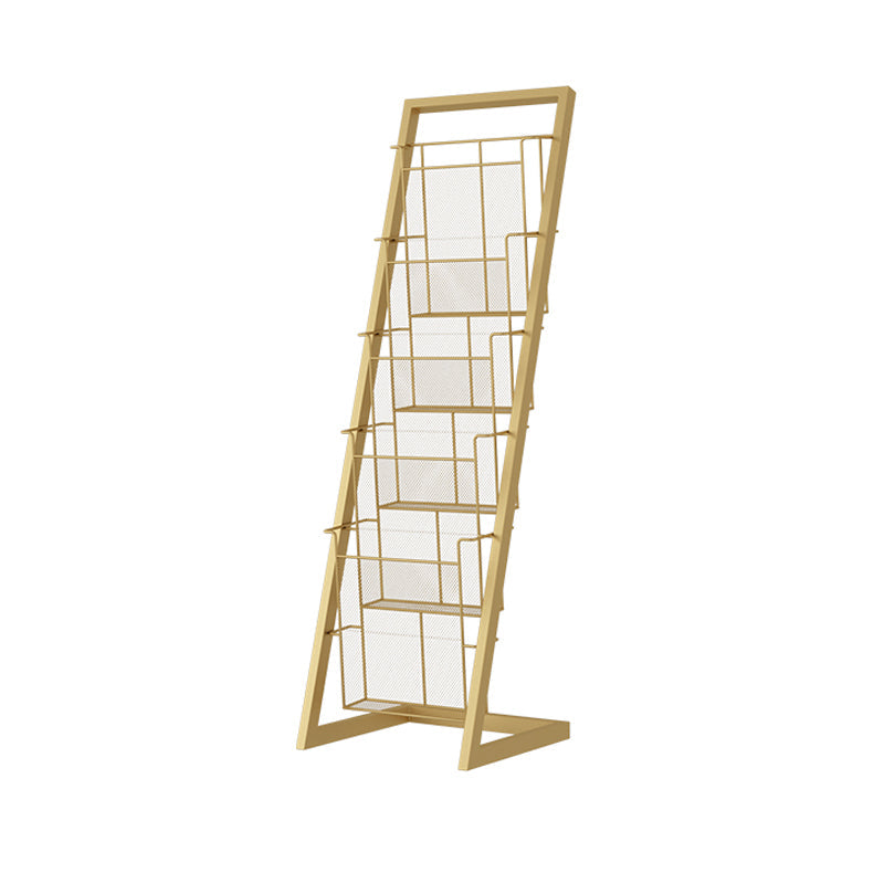 Industrial Ladder Bookcase Metal Vertical Shelf Bookcase for Home Office 13"L x 13"W x 43.3"H Gold Clearhalo 'Bookcases' 'furn' 'furn_bookcases' 'Furniture' 'furniture_bookcases' 'kitchen' 'kitchen_bookcases' 'Living Room Furniture' 'Office Furniture' 4792923