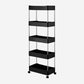 Contemporary Open Etagere Bookshelf with Steel Frame Plastic Bookshelf 16.5"L x 9.3"W x 47.6"H Black Clearhalo 'Bookcases' 'furn' 'furn_bookcases' 'Furniture' 'furniture_bookcases' 'kitchen' 'kitchen_bookcases' 'Living Room Furniture' 'Office Furniture' 4792949