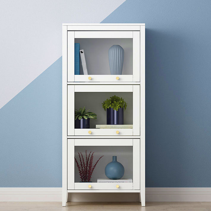 White Urban Standard Bookcase Manufactured Wood Bookcase with Glass Doors 23.6"L x 13.8"W x 52.2"H Clearhalo 'Bookcases' 'furn' 'furn_bookcases' 'Furniture' 'furniture_bookcases' 'kitchen' 'kitchen_bookcases' 'Living Room Furniture' 'Office Furniture' 4792973