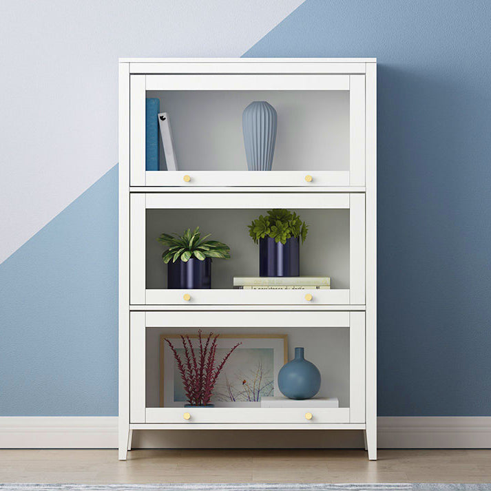 White Urban Standard Bookcase Manufactured Wood Bookcase with Glass Doors 33.5"L x 13.8"W x 52.2"H Clearhalo 'Bookcases' 'furn' 'furn_bookcases' 'Furniture' 'furniture_bookcases' 'kitchen' 'kitchen_bookcases' 'Living Room Furniture' 'Office Furniture' 4792975