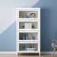 White Urban Standard Bookcase Manufactured Wood Bookcase with Glass Doors 33.5"L x 13.8"W x 67.5"H Clearhalo 'Bookcases' 'furn' 'furn_bookcases' 'Furniture' 'furniture_bookcases' 'kitchen' 'kitchen_bookcases' 'Living Room Furniture' 'Office Furniture' 4792979