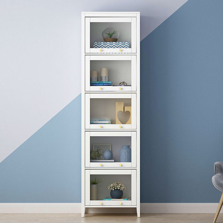 White Urban Standard Bookcase Manufactured Wood Bookcase with Glass Doors 23.6"L x 13.8"W x 82.9"H Clearhalo 'Bookcases' 'furn' 'furn_bookcases' 'Furniture' 'furniture_bookcases' 'kitchen' 'kitchen_bookcases' 'Living Room Furniture' 'Office Furniture' 4792981