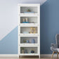 White Urban Standard Bookcase Manufactured Wood Bookcase with Glass Doors 33.5"L x 13.8"W x 82.9"H Clearhalo 'Bookcases' 'furn' 'furn_bookcases' 'Furniture' 'furniture_bookcases' 'kitchen' 'kitchen_bookcases' 'Living Room Furniture' 'Office Furniture' 4792982