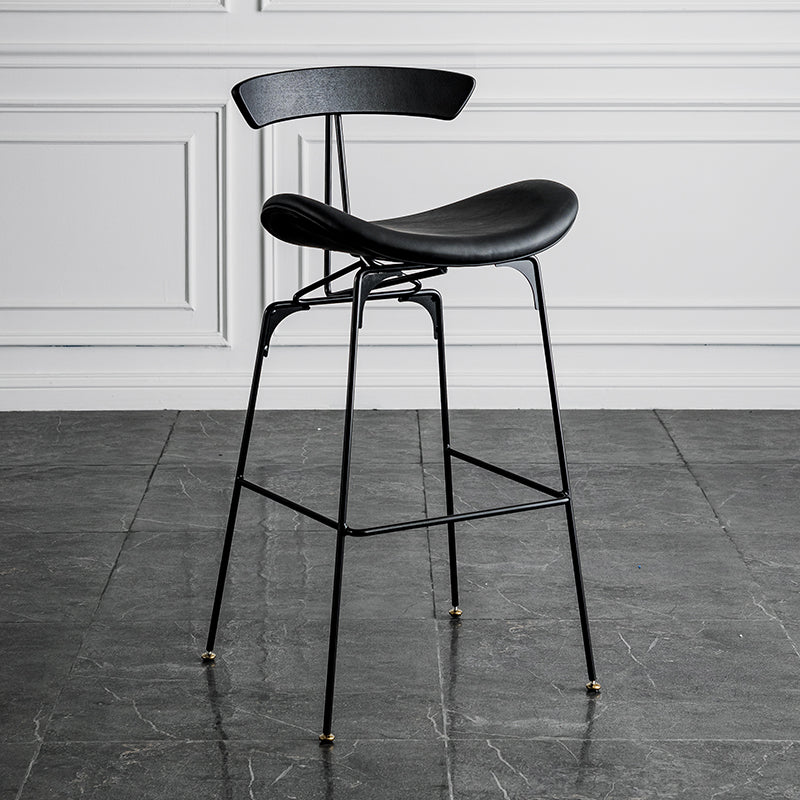 Industrial Leather Bristol Stool Matte Finish Footrest Low Back Barstool Gloss Black 1 Piece Clearhalo 'Bar Furniture' 'Bar Stools' 'bar_stools' 'furn' 'furn_bar_stools' 'Furniture' 'furniture_bar_stools' 'Kitchen & Dining Furniture' 4793010