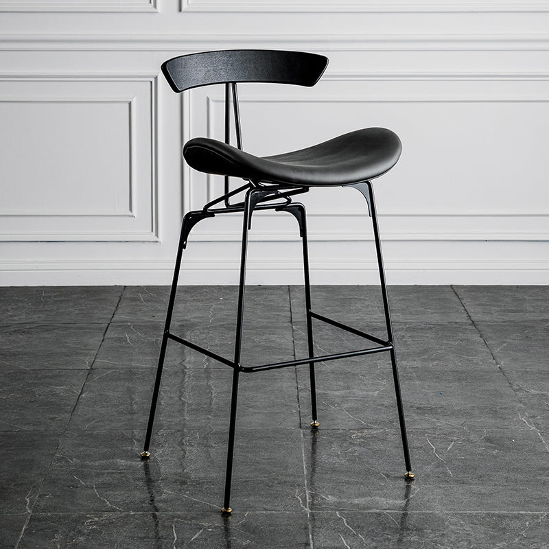 Industrial Leather Bristol Stool Matte Finish Footrest Low Back Barstool Grey 1 Piece Clearhalo 'Bar Furniture' 'Bar Stools' 'bar_stools' 'furn' 'furn_bar_stools' 'Furniture' 'furniture_bar_stools' 'Kitchen & Dining Furniture' 4793012