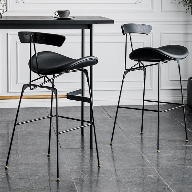 Industrial Leather Bristol Stool Matte Finish Footrest Low Back Barstool Clearhalo 'Bar Furniture' 'Bar Stools' 'bar_stools' 'furn' 'furn_bar_stools' 'Furniture' 'furniture_bar_stools' 'Kitchen & Dining Furniture' 4793014
