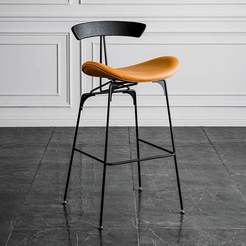Industrial Leather Bristol Stool Matte Finish Footrest Low Back Barstool Brown 1 Piece Clearhalo 'Bar Furniture' 'Bar Stools' 'bar_stools' 'furn' 'furn_bar_stools' 'Furniture' 'furniture_bar_stools' 'Kitchen & Dining Furniture' 4793017