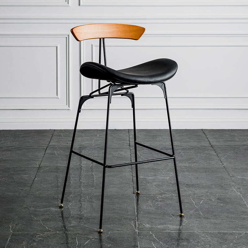Industrial Leather Bristol Stool Matte Finish Footrest Low Back Barstool Black 1 Piece Clearhalo 'Bar Furniture' 'Bar Stools' 'bar_stools' 'furn' 'furn_bar_stools' 'Furniture' 'furniture_bar_stools' 'Kitchen & Dining Furniture' 4793019