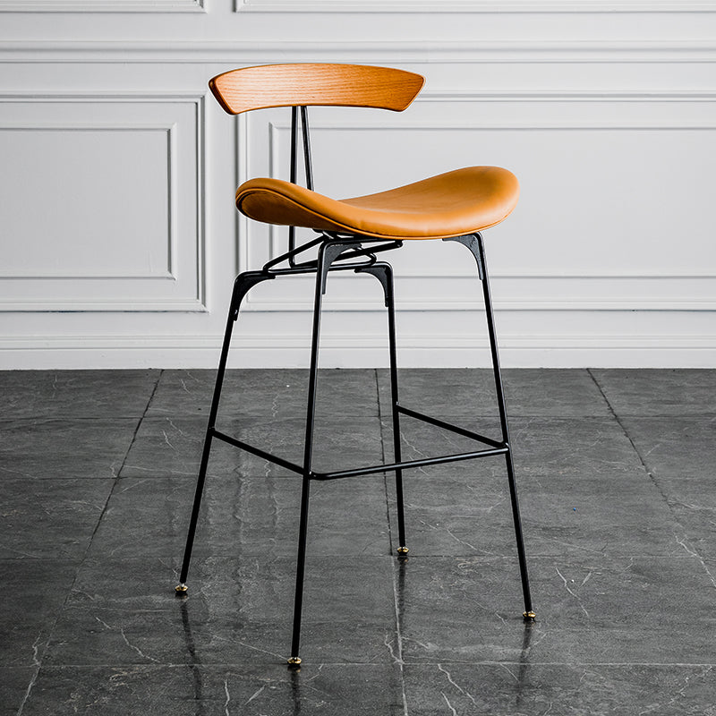 Industrial Leather Bristol Stool Matte Finish Footrest Low Back Barstool Light Brown 1 Piece Clearhalo 'Bar Furniture' 'Bar Stools' 'bar_stools' 'furn' 'furn_bar_stools' 'Furniture' 'furniture_bar_stools' 'Kitchen & Dining Furniture' 4793021