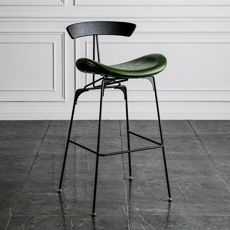 Industrial Leather Bristol Stool Matte Finish Footrest Low Back Barstool Fluorescent Green 1 Piece Clearhalo 'Bar Furniture' 'Bar Stools' 'bar_stools' 'furn' 'furn_bar_stools' 'Furniture' 'furniture_bar_stools' 'Kitchen & Dining Furniture' 4793023