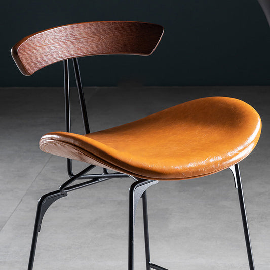 Industrial Leather Bristol Stool Matte Finish Footrest Low Back Barstool Clearhalo 'Bar Furniture' 'Bar Stools' 'bar_stools' 'furn' 'furn_bar_stools' 'Furniture' 'furniture_bar_stools' 'Kitchen & Dining Furniture' 4793024