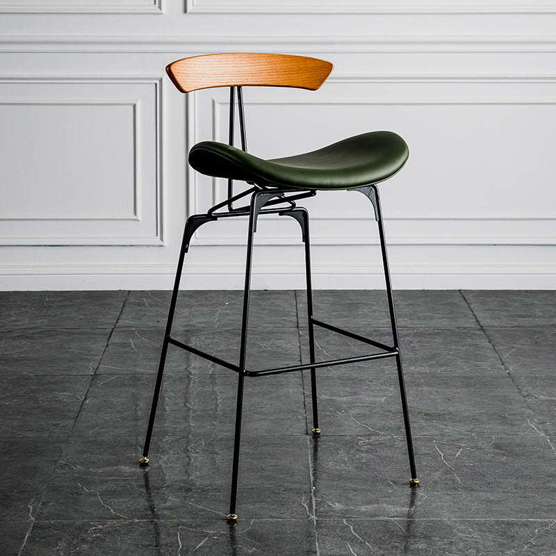 Industrial Leather Bristol Stool Matte Finish Footrest Low Back Barstool Green 1 Piece Clearhalo 'Bar Furniture' 'Bar Stools' 'bar_stools' 'furn' 'furn_bar_stools' 'Furniture' 'furniture_bar_stools' 'Kitchen & Dining Furniture' 4793025