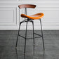 Industrial Leather Bristol Stool Matte Finish Footrest Low Back Barstool Orange 1 Piece Clearhalo 'Bar Furniture' 'Bar Stools' 'bar_stools' 'furn' 'furn_bar_stools' 'Furniture' 'furniture_bar_stools' 'Kitchen & Dining Furniture' 4793027