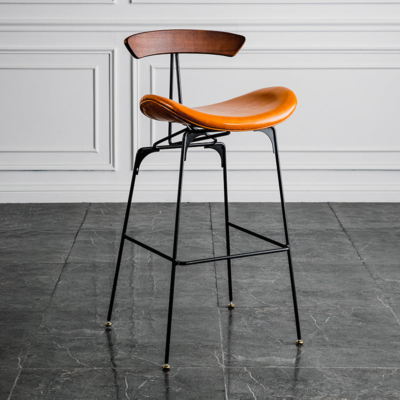 Industrial Leather Bristol Stool Matte Finish Footrest Low Back Barstool Orange 1 Piece Clearhalo 'Bar Furniture' 'Bar Stools' 'bar_stools' 'furn' 'furn_bar_stools' 'Furniture' 'furniture_bar_stools' 'Kitchen & Dining Furniture' 4793027