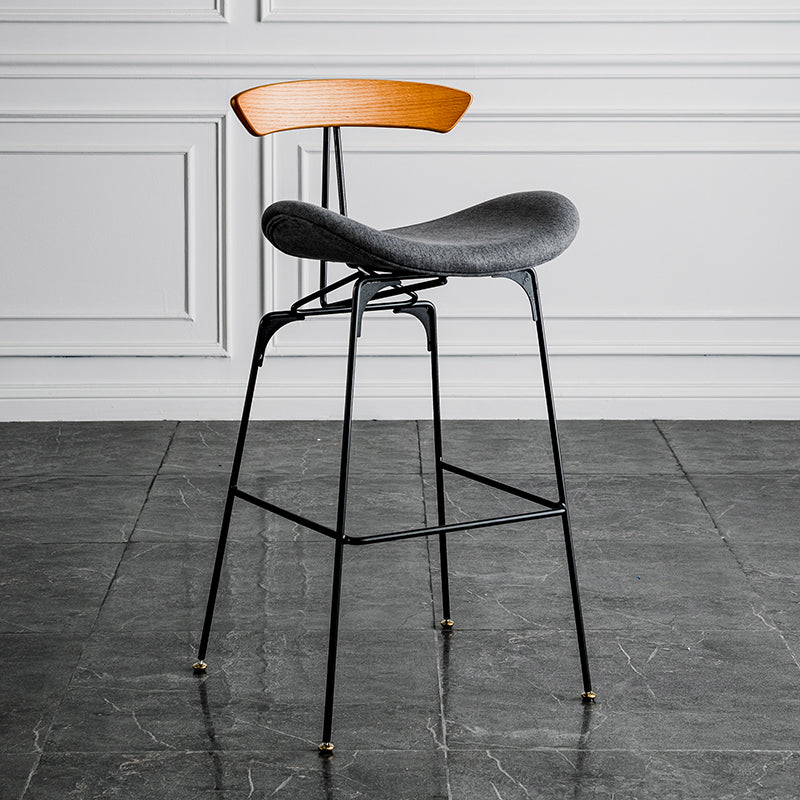 Industrial Leather Bristol Stool Matte Finish Footrest Low Back Barstool Dark Gray 1 Piece Clearhalo 'Bar Furniture' 'Bar Stools' 'bar_stools' 'furn' 'furn_bar_stools' 'Furniture' 'furniture_bar_stools' 'Kitchen & Dining Furniture' 4793029