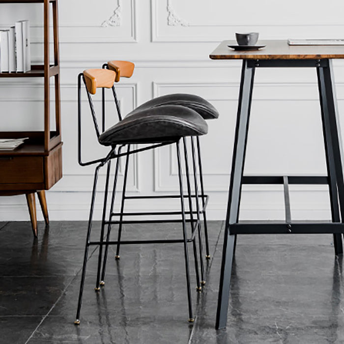Industrial Leather Bristol Stool Matte Finish Footrest Low Back Barstool Clearhalo 'Bar Furniture' 'Bar Stools' 'bar_stools' 'furn' 'furn_bar_stools' 'Furniture' 'furniture_bar_stools' 'Kitchen & Dining Furniture' 4793031