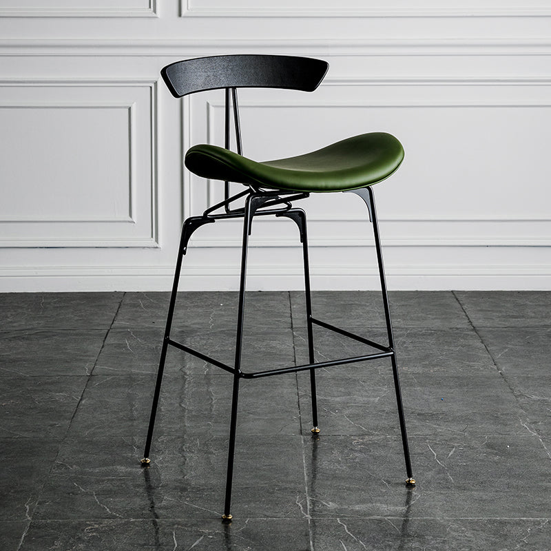 Industrial Leather Bristol Stool Matte Finish Footrest Low Back Barstool Black Green 1 Piece Clearhalo 'Bar Furniture' 'Bar Stools' 'bar_stools' 'furn' 'furn_bar_stools' 'Furniture' 'furniture_bar_stools' 'Kitchen & Dining Furniture' 4793032