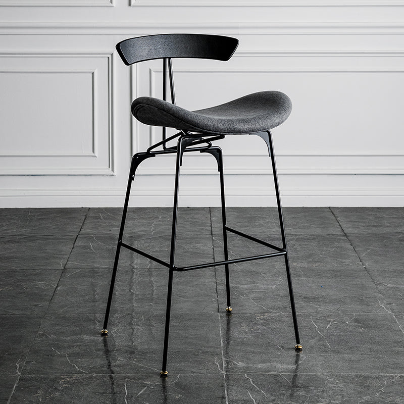 Industrial Leather Bristol Stool Matte Finish Footrest Low Back Barstool Silver Gray 1 Piece Clearhalo 'Bar Furniture' 'Bar Stools' 'bar_stools' 'furn' 'furn_bar_stools' 'Furniture' 'furniture_bar_stools' 'Kitchen & Dining Furniture' 4793033