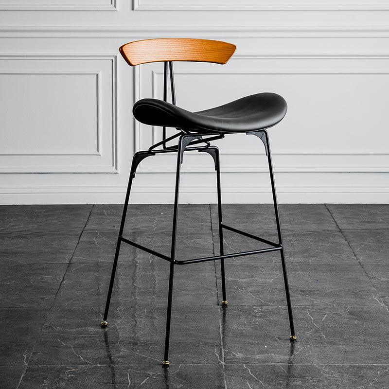 Industrial Leather Bristol Stool Matte Finish Footrest Low Back Barstool Orange-Gray 1 Piece Clearhalo 'Bar Furniture' 'Bar Stools' 'bar_stools' 'furn' 'furn_bar_stools' 'Furniture' 'furniture_bar_stools' 'Kitchen & Dining Furniture' 4793034