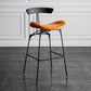 Industrial Leather Bristol Stool Matte Finish Footrest Low Back Barstool Black-Orange 1 Piece Clearhalo 'Bar Furniture' 'Bar Stools' 'bar_stools' 'furn' 'furn_bar_stools' 'Furniture' 'furniture_bar_stools' 'Kitchen & Dining Furniture' 4793035