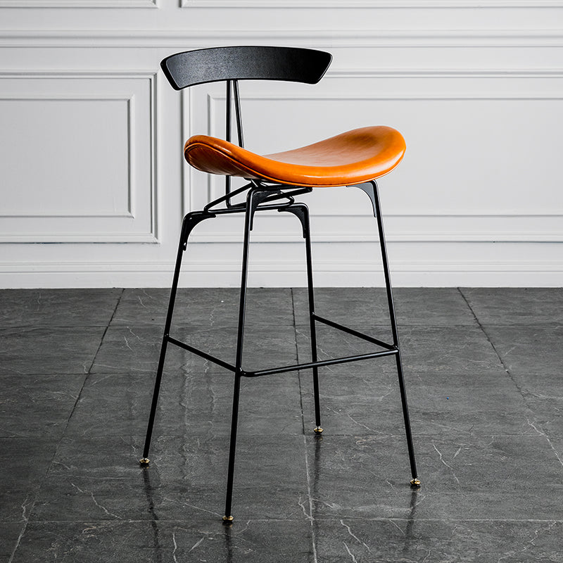 Industrial Leather Bristol Stool Matte Finish Footrest Low Back Barstool Black-Orange 1 Piece Clearhalo 'Bar Furniture' 'Bar Stools' 'bar_stools' 'furn' 'furn_bar_stools' 'Furniture' 'furniture_bar_stools' 'Kitchen & Dining Furniture' 4793035