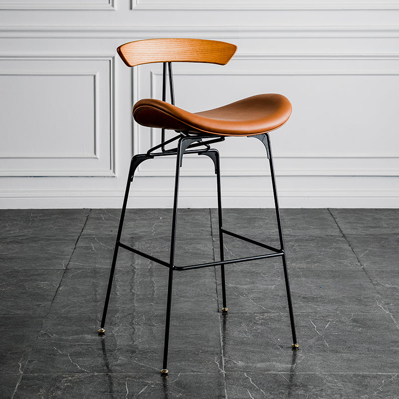 Industrial Leather Bristol Stool Matte Finish Footrest Low Back Barstool Coffee 1 Piece Clearhalo 'Bar Furniture' 'Bar Stools' 'bar_stools' 'furn' 'furn_bar_stools' 'Furniture' 'furniture_bar_stools' 'Kitchen & Dining Furniture' 4793036