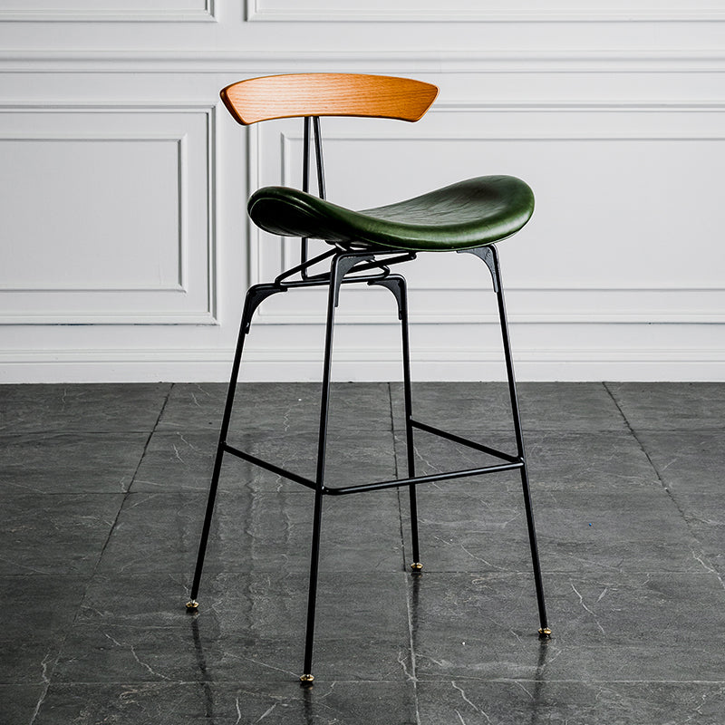 Industrial Leather Bristol Stool Matte Finish Footrest Low Back Barstool Orange-Green 1 Piece Clearhalo 'Bar Furniture' 'Bar Stools' 'bar_stools' 'furn' 'furn_bar_stools' 'Furniture' 'furniture_bar_stools' 'Kitchen & Dining Furniture' 4793037