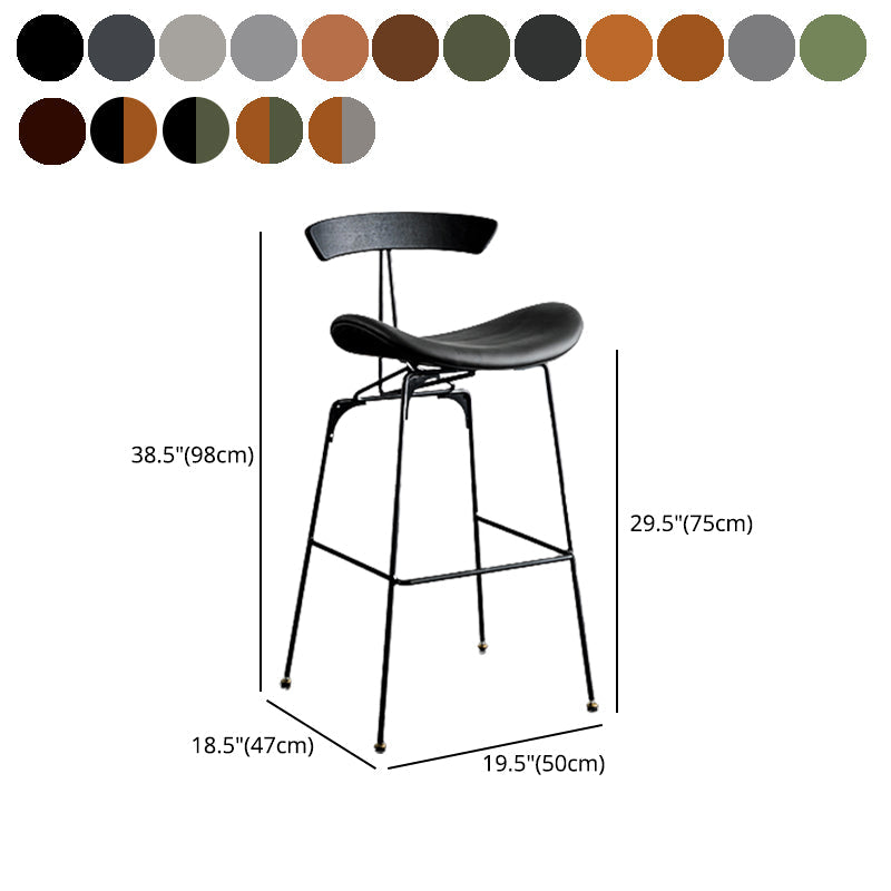Industrial Leather Bristol Stool Matte Finish Footrest Low Back Barstool Clearhalo 'Bar Furniture' 'Bar Stools' 'bar_stools' 'furn' 'furn_bar_stools' 'Furniture' 'furniture_bar_stools' 'Kitchen & Dining Furniture' 4793039